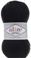 Пряжа Alize Extra 90% акрил/10% шерсть 100гр/220м №60 Черный