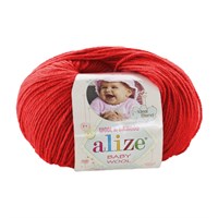 Пряжа Alize Baby Wool 50гр, шерсть 40%/акрил 40%/бамбук 20% №56 Красный