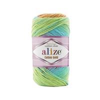 Пряжа Alize Cotton Gold Batik 55% хлопок/45% акрил, 100г/330м №4530 зел/голуб/фиолет/оранж