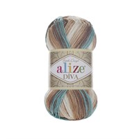 Пряжа Alize Diva Batik 100% микрофибра, 100г/350м №4603 белый/беж/корич/голубой