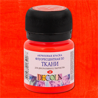 Акрил краска по ткани флуоресцентная красная 20мл Decola 109553
