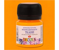 Акрил краска по ткани флуоресцентная оранжевая 20мл Decola 109555
