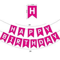 Гирлянда-флажки на ленте 16,5*11,5см "Happy Birthday" 3,2м Цв.ярко розовый 109607