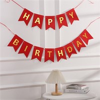 Гирлянда-флажки на ленте 16,5*11,5см "Happy Birthday" 3,2м Цв.красный 109609