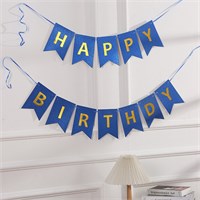 Гирлянда-флажки на ленте 16,5*11,5см "Happy Birthday" 3,2м Цв.синий 109610