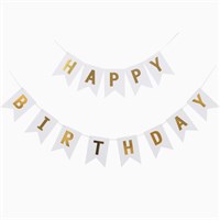 Гирлянда-флажки на ленте 16,5*11,5см "Happy Birthday" 3,2м Цв.белый 109611