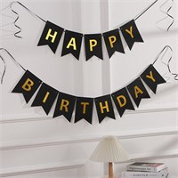 Гирлянда-флажки на ленте 16,5*11,5см "Happy Birthday" 3,2м Цв.черный 109613