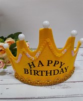 корона- ободок светящаяся Happy Birthday цв. желтый