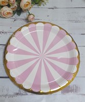 Набор одноразовых тарелок Луч розово-белый 22см 10шт