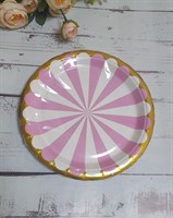 Набор одноразовых тарелок Луч бело-розовый 17,5см 10шт