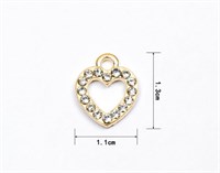 Подвеска Сердце 1,1х1,3см (золото, стразы), 1шт  109776