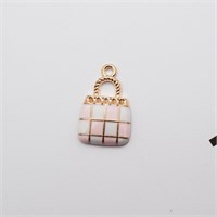 Подвеска Сумка шахматка (розовый) 1,3*2,1см, 1 шт  109788