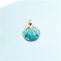 Подвеска Ракушка эмаль (голубой/золото) 2,1х2,4см, 1шт  109803