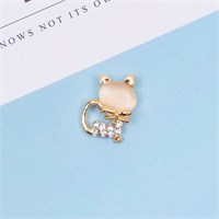 Подвеска котик с кабошоном и стразами 1,3*1,9 см 26336