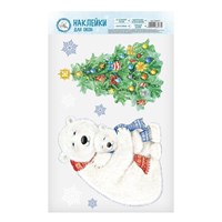 Наклейки на стекло «Снежные забавы», многоразовые, 20*34см 114437