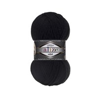 Пряжа Alize Superlana Midi 25% шерсть/75% акрил №60 Черный 114356