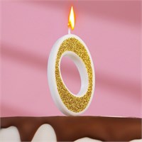 Свеча цифра золото глиттер "0" 5см 114888