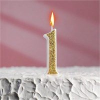 Свеча цифра золото глиттер "1" 5см 114889