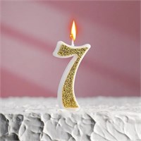 Свеча цифра золото глиттер "7" 5см 114890