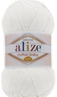 Пряжа Alize Cotton Baby Soft 50% хлопок/50% акрил, 100г №55 Белый