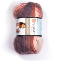 Пряжа YarnArt Angora Active 20% шерсть/80% акрил, 100гр №851 Фиолет-коричнево-белый