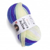 Пряжа YarnArt Angora Active 20% шерсть/80% акрил, 100гр №854 Фиолетово-салатовый