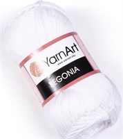 Пряжа YarnArt Begonia 100% мерсеризованный хлопок 169м/50гр №1000 Отбелка