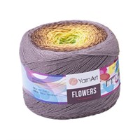 Пряжа YarnArt Flowers 55% хлопок/45% полиакрил 250гр №317 зеленый/желтый/сухая роза