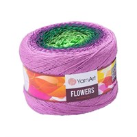 Пряжа YarnArt Flowers 55% хлопок/45% полиакрил 250гр №313 сиреневый/зеленый