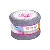 Пряжа YarnArt Flowers 55% хлопок/45% полиакрил 250гр №293 серый/молоч/розовый