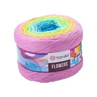 Пряжа YarnArt Flowers 55% хлопок/45% полиакрил 250гр №312 сирень/желт/голубой