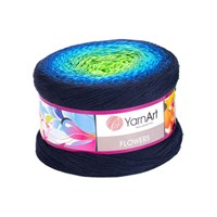 Пряжа YarnArt Flowers 55% хлопок/45% полиакрил 250гр №300 салат/голубой/синий