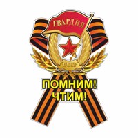 Наклейка на авто Георгиевская лента Гвардия "Помним! Чтим!", 100х150мм 117222