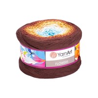 Пряжа YarnArt Flowers 55% хлопок/45% полиакрил 250гр №296 корич/желтый/голубой