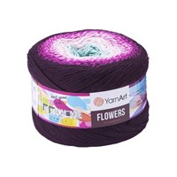 Пряжа YarnArt Flowers 55% хлопок/45% полиакрил 250гр №301 розовый/зеленый