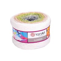 Пряжа YarnArt Flowers 55% хлопок/45% полиакрил 250гр №274 белый/салат 118535