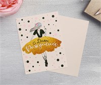 Открытка "С Днем Рождения" девушка, золото, 8х6см 118812