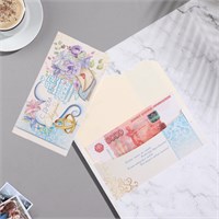 Конверт д/денег "С Днём Свадьбы!" торт, сиреневые цветы 118719