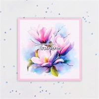 Мини-открытка Поздравляю! розовая магнолия, 7,5*7,5см 118722