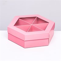 Менажница картон 18,5х18,5х5,5см, цв. розовый