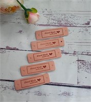 Нашивка иск. замша 15*55мм Hand Made with love н-р 5 шт, розовый 119316