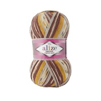 Alize Superwash Comfort Socks 75% шерсть/25% полиамид, 100г №7652 корич/желт 119824