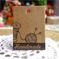 Бирка картон "Handmade" 3*4см, н-р 100шт 120161