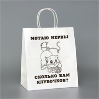 Пакет белый, с приколом, "Мотаю нервы", 24*14*28см 121124
