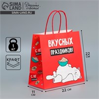Пакет подарочный новогодний крафтовый «Праздники», 22*22*11см 121240
