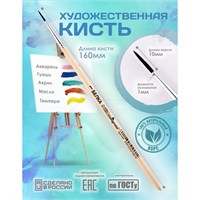 Кисть Белка круглая №1 (диаметр обоймы 1мм; длина волоса 10мм), деревянная ручка 121248