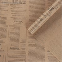 Бумага упаковочная крафт "Винтажная газета", серая, 0,72*10 м, 40 гр/м2 121376