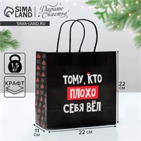Пакет подарочный новогодний «Кто плохо себя вёл», 22*22*11см 121421