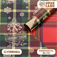 Бумага упаковочная глянцевая двусторонняя "Клетка", 50*70 см 121477
