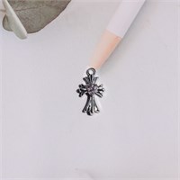 Подвеска "Крест" с сердцем, цв.розовый 121590